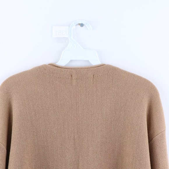 Vintage Acrylic Knit Button Cardigan Sweater Tan - Picture 6 of 7